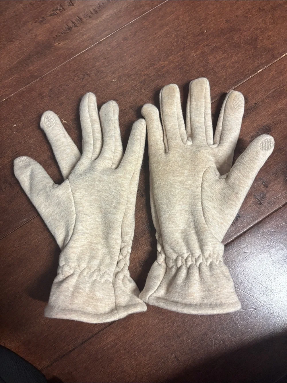 Women's Cream Knit Winter Gloves